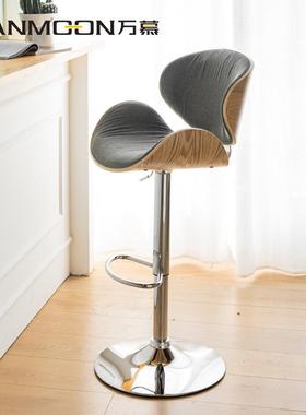 吧奢台椅美式铁艺旋转高脚轻吧台家用凳实木82561升降酒吧椅子