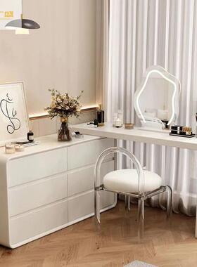 奶油实木纳梳妆台风斗柜大容量现代简约烤漆收柜转角可柜伸缩9834