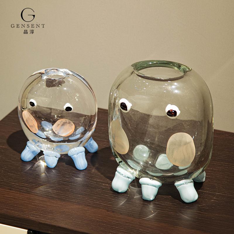 晶爱卡通可造型儿童女孩房插花装饰摆YS件男存钱储物罐淳软装饰品