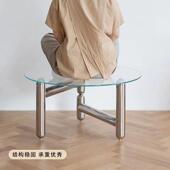 简约钢化厅玻璃网红现代家用BMX气球客茶几金属创意小户型圆形边