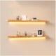 墙上木带理LED一0126字搁板浮动置物架实U型槽实木带灯物收纳整置