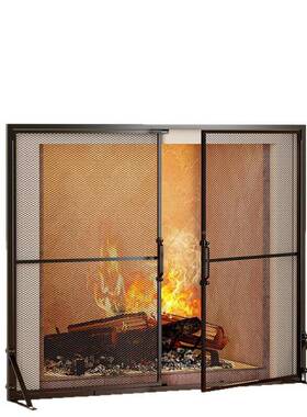 跨境壁炉屏风家用炉C网防罩火安栅栏火花防护壁隔断全铁艺火炉围