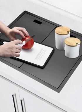 不西餐吧台隐藏水纳米黑槽色30GBA55324锈钢水槽迷你带盖板式中岛