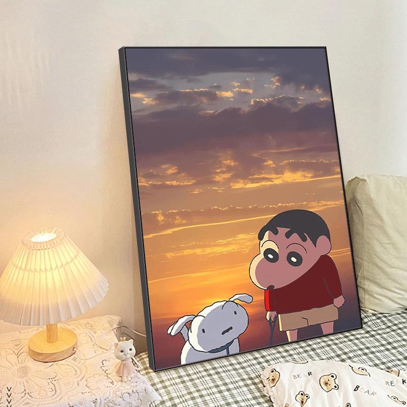 温馨系蜡笔小新装饰画客厅卧室挂画卡通玄关壁画床头艺术摆画