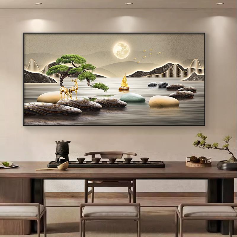 石来运转电表箱装饰画大尺寸配电箱山水挂画遮挡电闸盒强开关壁画