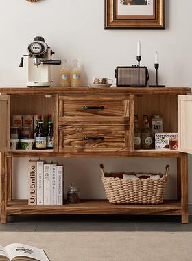 L7餐边实木玄柜美式复古做旧客厅58553柜收纳柜木质茶茶水柜柜关