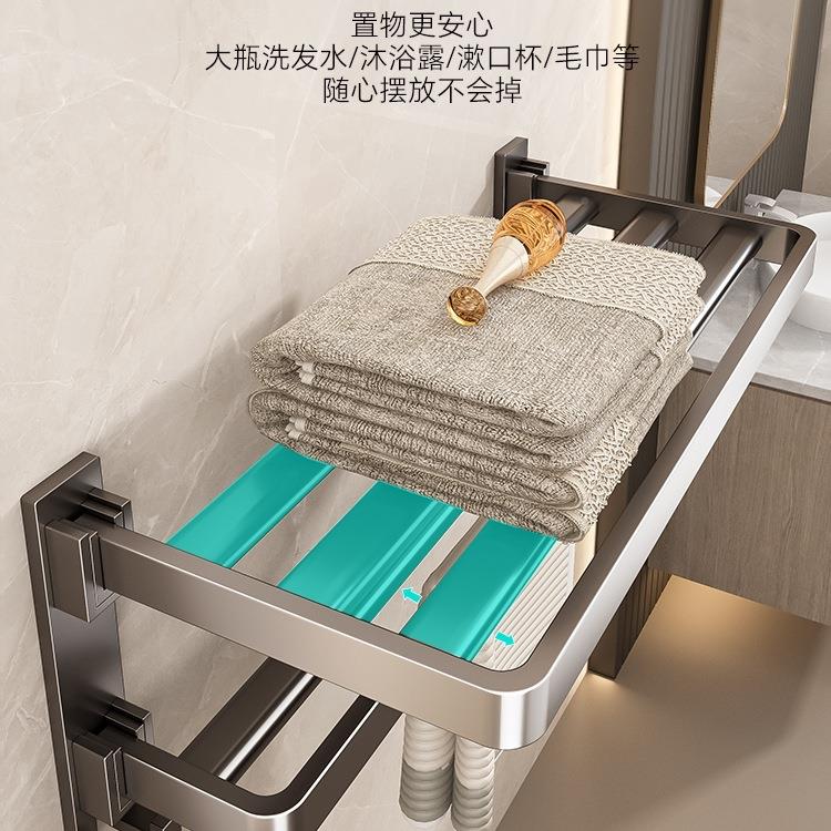 百悍毛巾架卫间置物架免生体打孔浴室挂64444厕所浴巾架一收纳挂