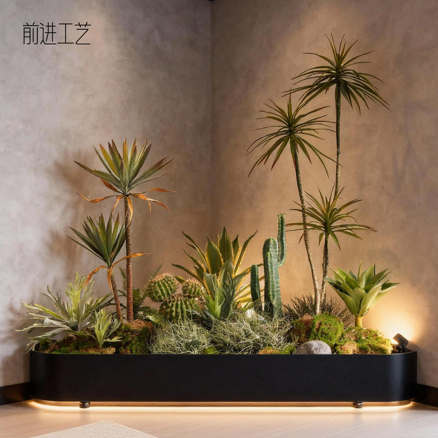 成套热带绿植景观室内展厅仿真植物楼梯下装饰造景巴西铁仙人球