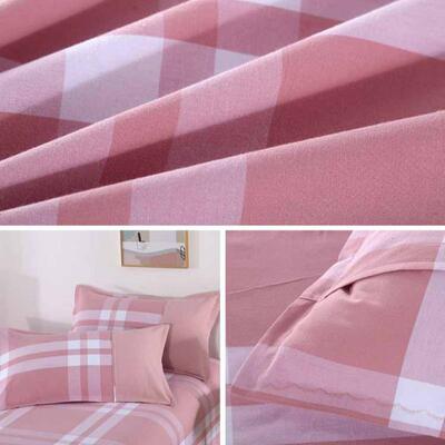 秋冬纯老粗布四件套床棉上单拼用品家用62502双人全棉色条纹格子