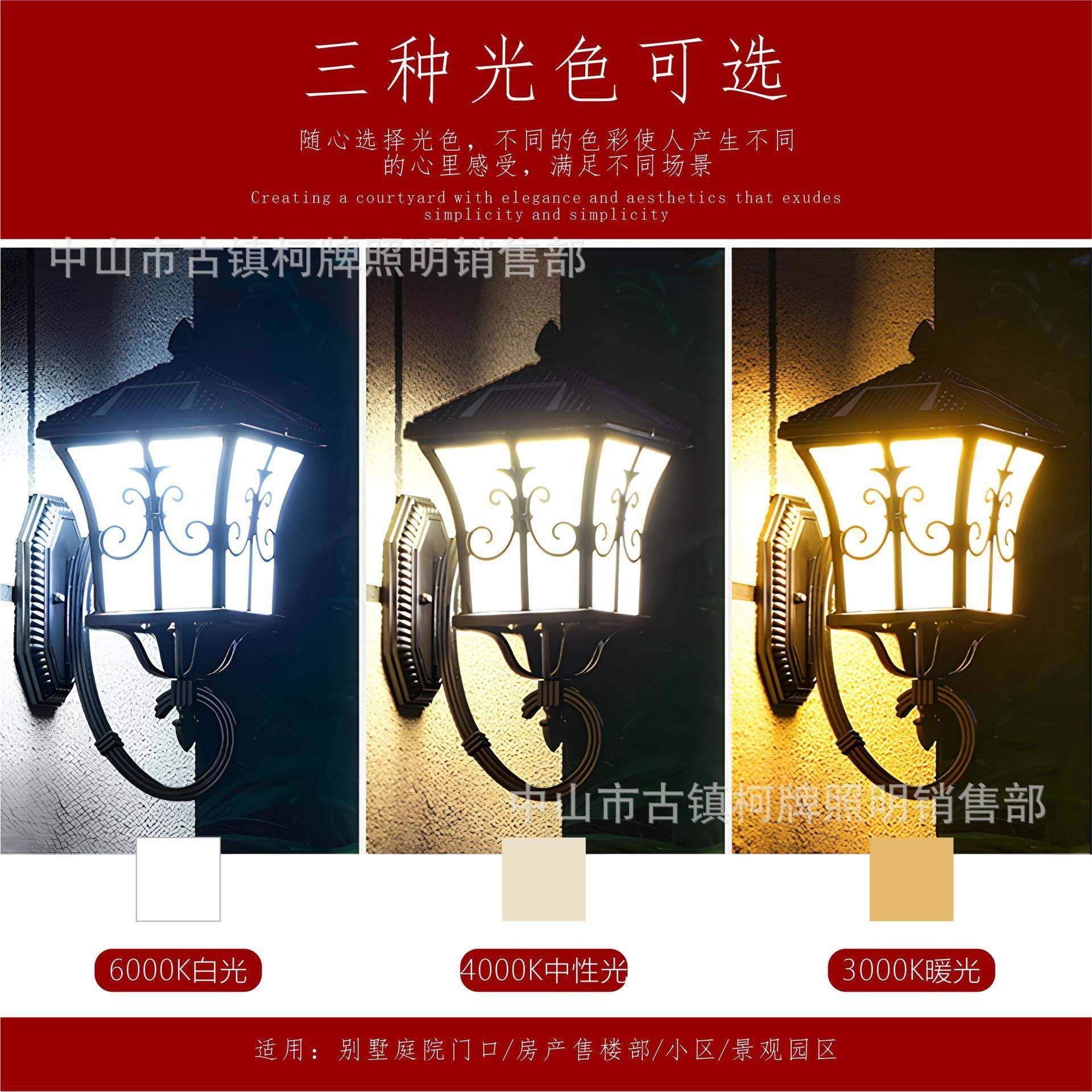 太阳能高端剑灯花款壁灯欧庭式中式院户外大门室外阳台防灯水剑花