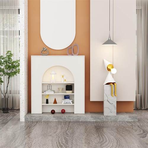 时尚欧式家用室内白色法式艺壁炉装饰时柜拱形术置10275564架物尚