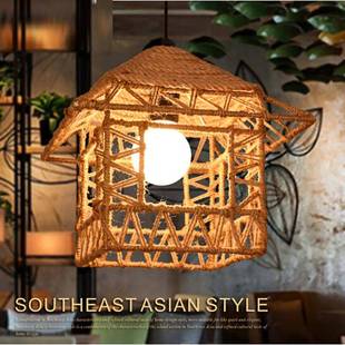 麻绳鸟巢吊灯小手工书房茶灯楼编YE471制具田园儿童屋子厅过道吊