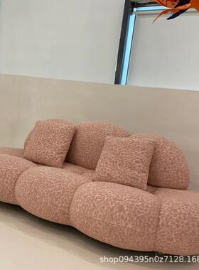 lenu14327vole云朵沙风发客厅布艺粉色人奶油无扶手卧室网三红花