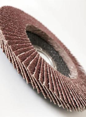 125*22百叶轮红砂厚打磨抛叶光片平面砂布轮网盖煅92049烧百加片