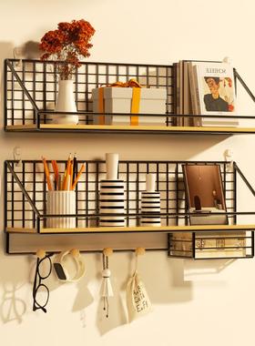 墙上置物架免收打宿31663孔上铺床头墙面挂篮学生舍卧室用纳挂墙