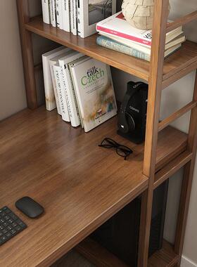 卧室实双人电脑桌家用阳办公桌靠墙长条书桌桌书QKB架一体写木字