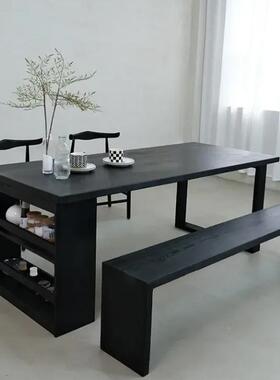 碳化桌板白蜡大茶桌F97HT7ST板餐桌炭化榆木板桌面木板木黑色木板