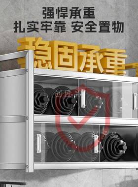 不锈钢厨房置纳物柜32065推门壁挂式储物柜防吊尘柜收调料拉架上