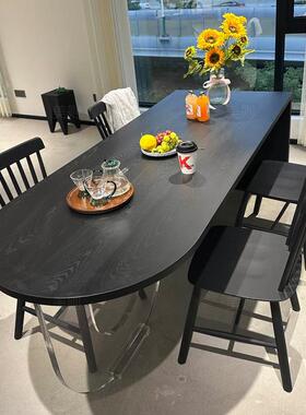 代法桌式亚克力半椭CZ2443圆实餐现悬浮设计师意式简约长条吃饭桌