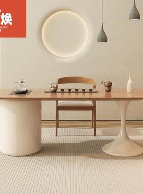 奶台油家用茶原木一体式泡茶桌阳台ATQ会客休闲茶接台休息风室待