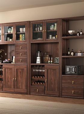 黑胡桃木实木柜餐边柜靠墙一47379体物储古柜客厅家用中高柜别墅