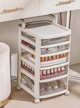 家用纳多层带轮可移动置物抽架屉式化妆美收推75513车美妆整甲理收纳柜