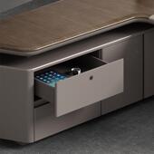 货源产老板地办公桌轻奢大气总裁桌背景胡桃木皮办老BER板公柜桌