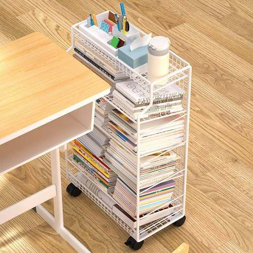 可移动桌边纳架收书架教书桌小旁室学生书DWN本带轮落地桌下置健