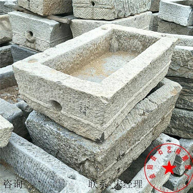石磨石磨盘园林摆件石槽猪槽马槽种花流水摆件麻石条子老石槽