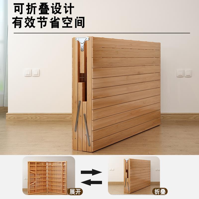 竹床折叠床单人双人简易家用午休床成人出租房凉床实木加固硬板床