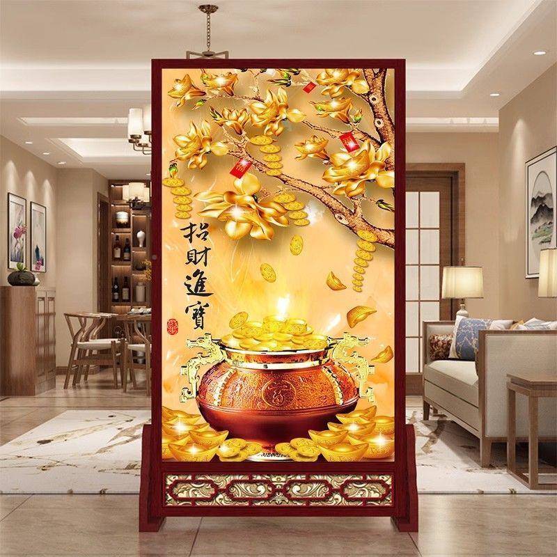 中式入户屏隔断玄客厅遮挡关现代布新艺办风ZUC公室双