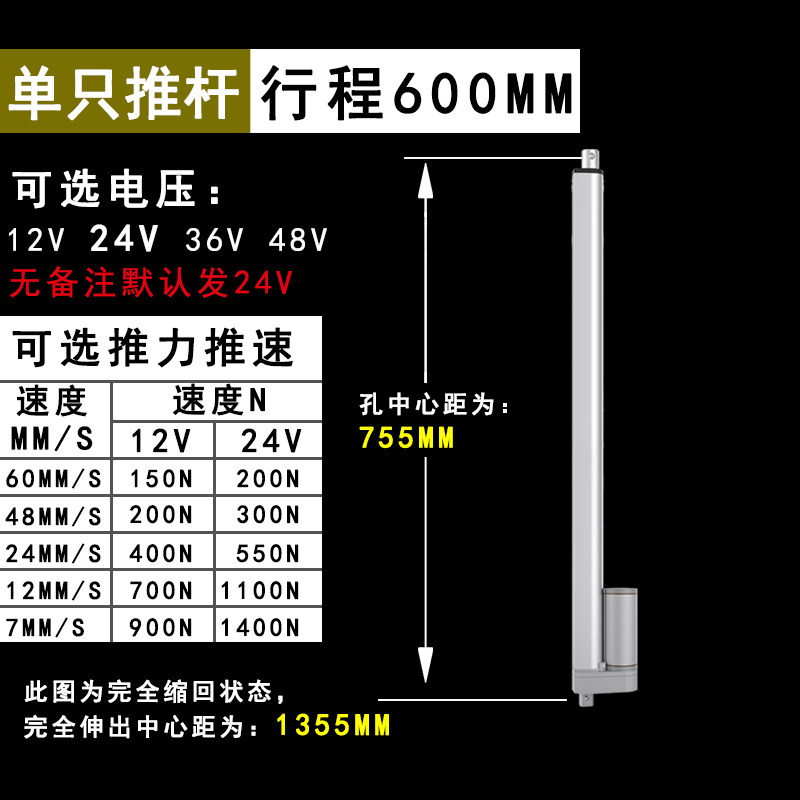 电动推杆伸缩杆升降器12v24V电动遥控床用床架伸缩杆大推力工业电,搬运/仓储/物流设备,机械式停车设备（立体停车库）,淘宝优惠券,粉丝福利购,淘宝优惠卷