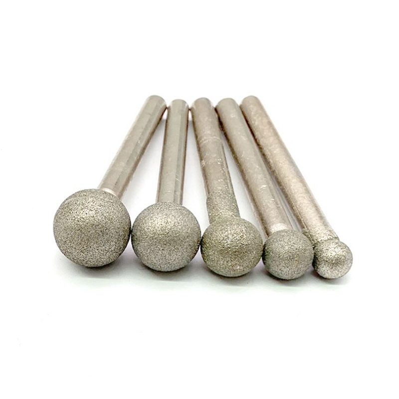 金刚石磨头圆柱形圆球形6mm柄电镀金刚砂磨棒玉石模具合金电磨头