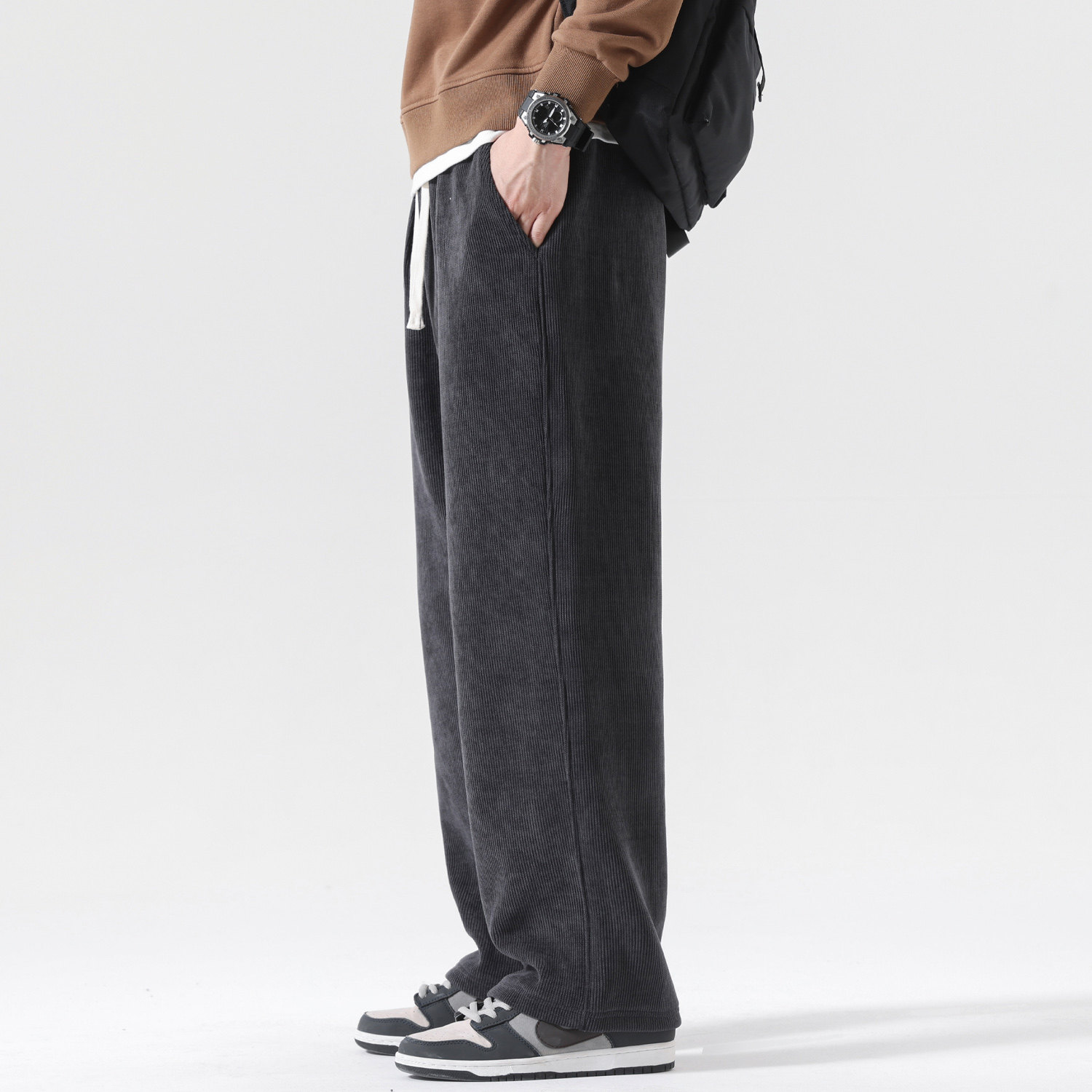 灯芯绒长裤男士2026春季美式重磅宽松垂感条纹雪尼尔直筒休闲裤子,男装,休闲裤,淘宝优惠券,粉丝福利购,淘宝优惠卷