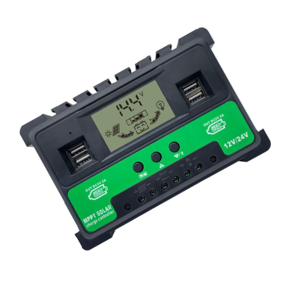 带四个USB12V24V太阳能控制器带电流显示30A40A50A光伏发电控制器