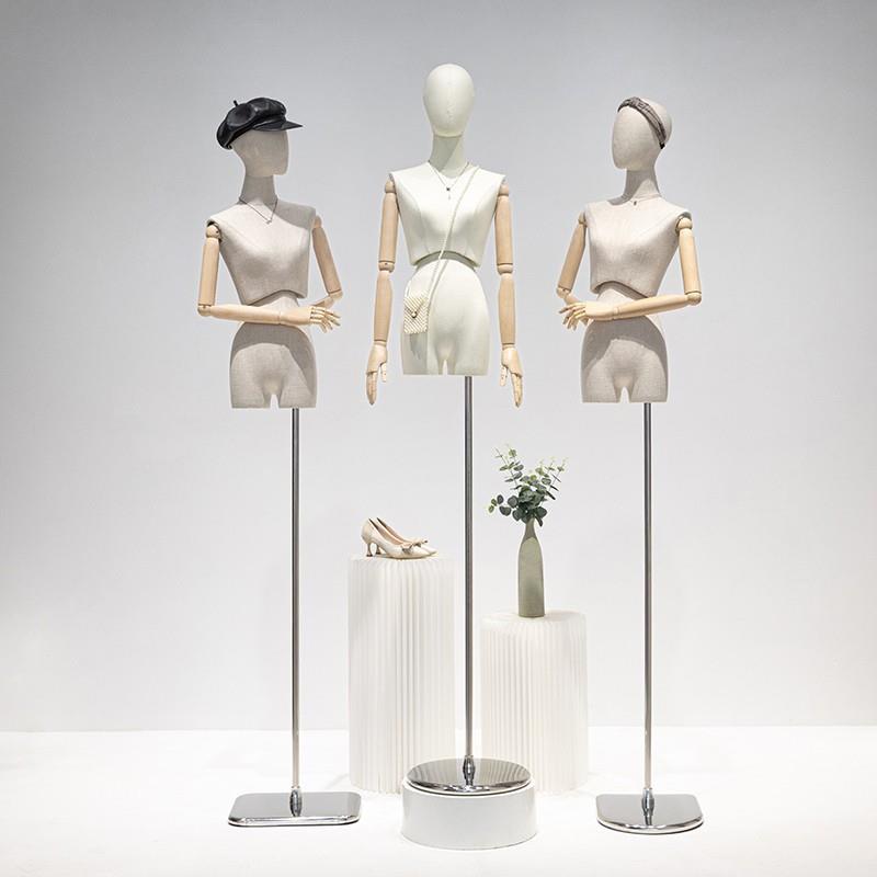 虞美森高档扭腰模特展示架竹节麻金属底座女装服装店全身橱窗道具