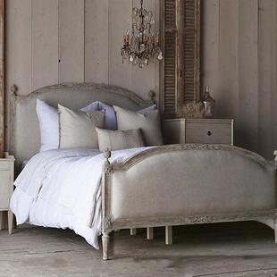 美式实木双人床地中海风格实木床婚床复古做旧实木双人床雕花布艺