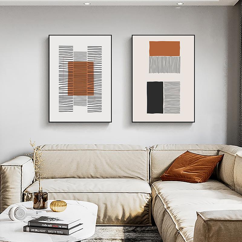 布线现代抽象风客厅装饰画白色黑色线条壁画走廊卧室大幅挂画