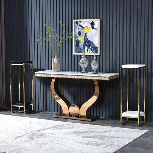 北欧简约现代靠墙玄关台设计师条案玄关桌不锈钢大理石隔断玄关柜