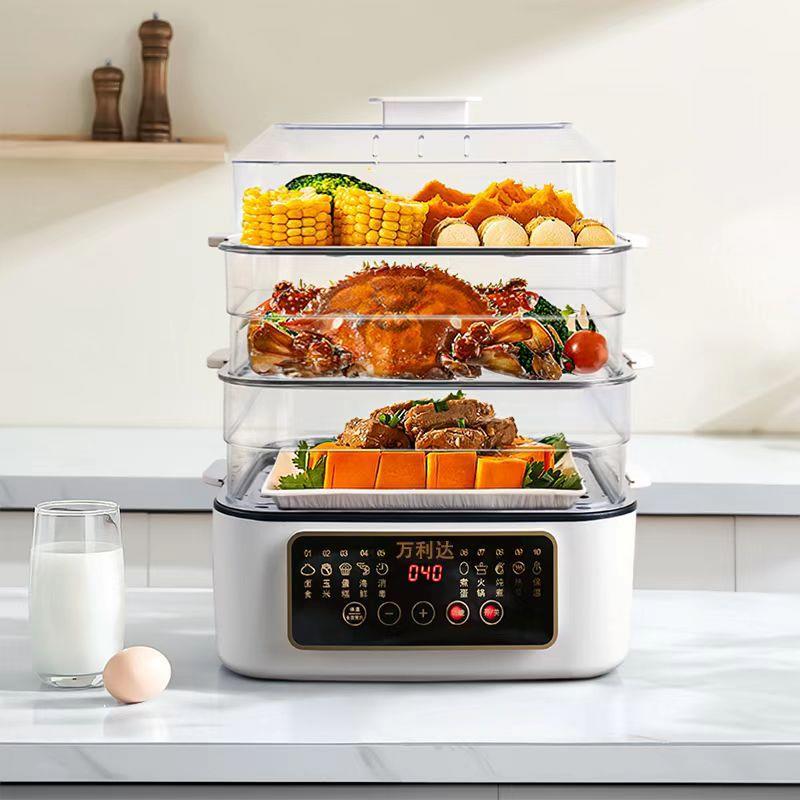 电蒸火锅多功能电蒸锅家用三层蒸煮一体锅电蒸笼蒸箱蒸汽锅电火锅
