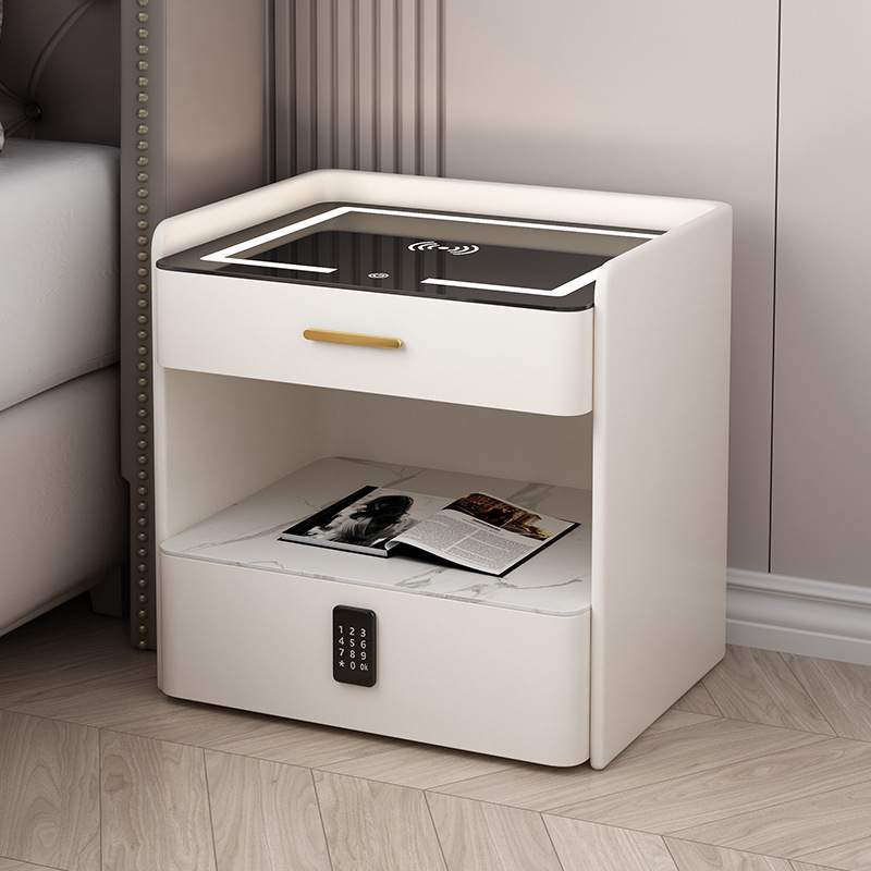 智能床头柜现代简约密码锁网红极简易卧室多功能轻奢无线充电家用