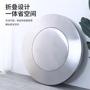 304不锈钢桌子可折叠内置转盘特厚圆桌圆形折叠桌连体家用吃饭桌