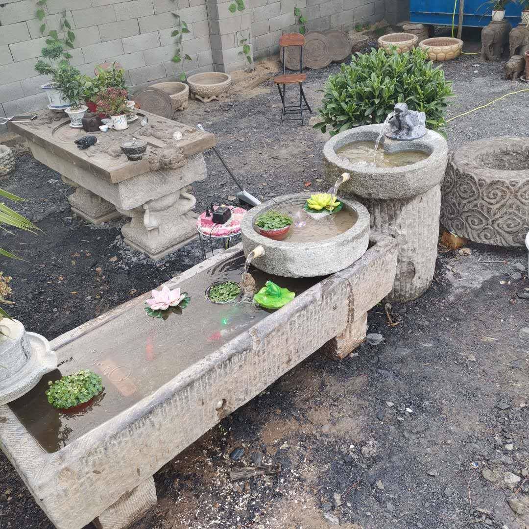 农村旧石器石磨盘青石老石槽老石碾景观园林摆件石槽搭建流水摆件