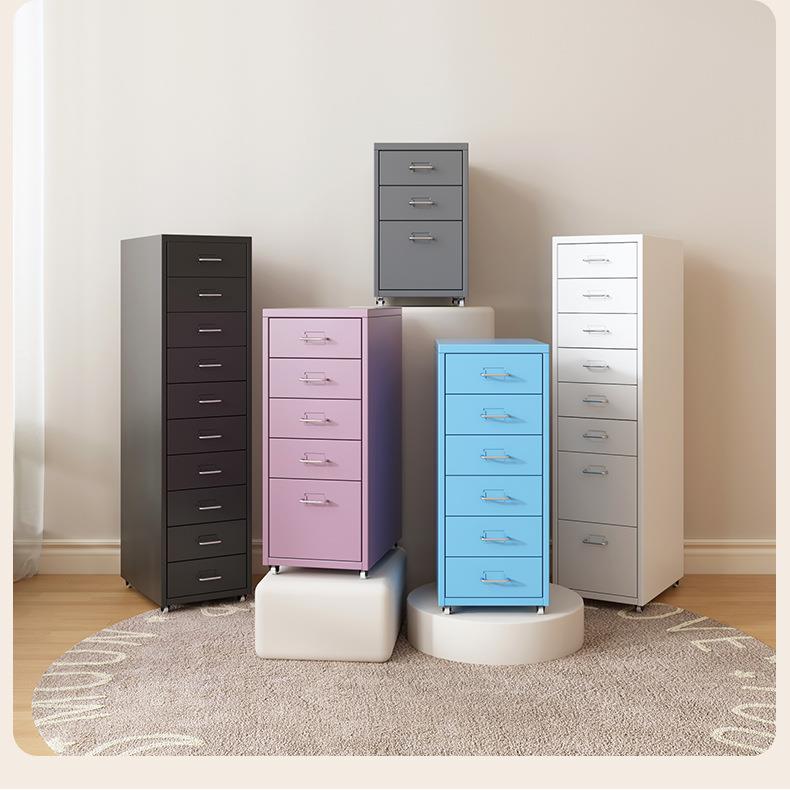 办公文件抽屉式置物柜夹缝多层铁皮柜小矮柜窄收纳柜多层储物柜