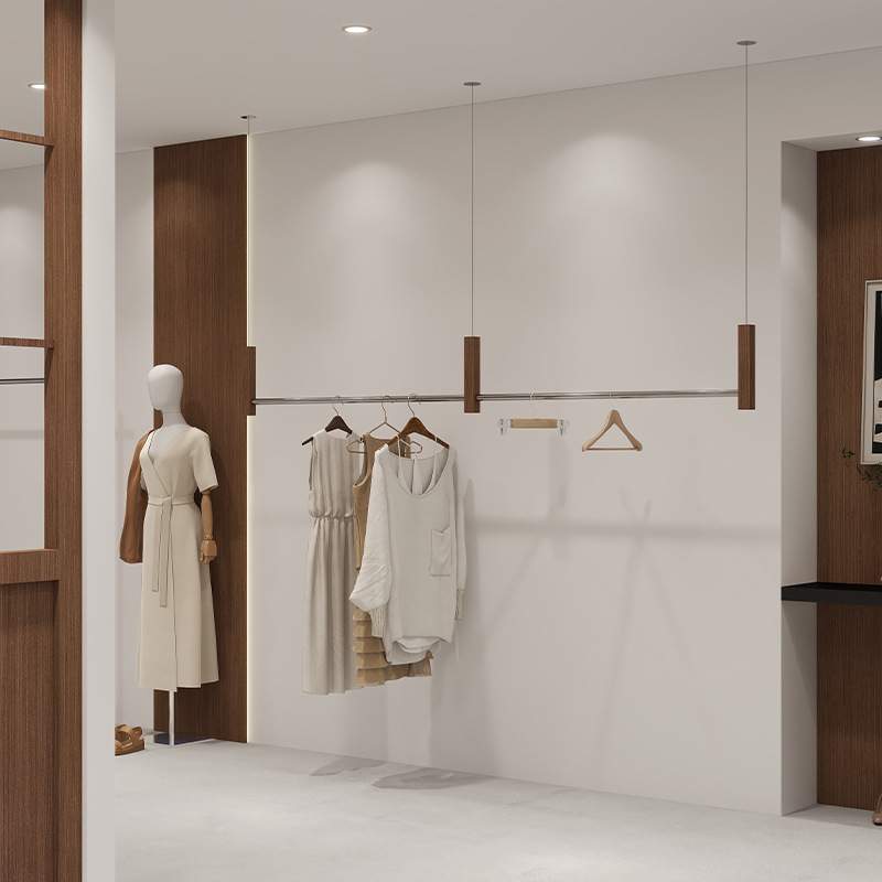 网红服装店展示架钢丝吊架不锈钢悬挂吊杆橱窗挂衣架女装陈列架子