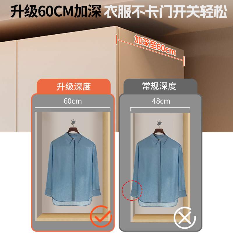 全实木生态板可订大衣柜简约现代出租房卧室家用推拉门奶油风儿童