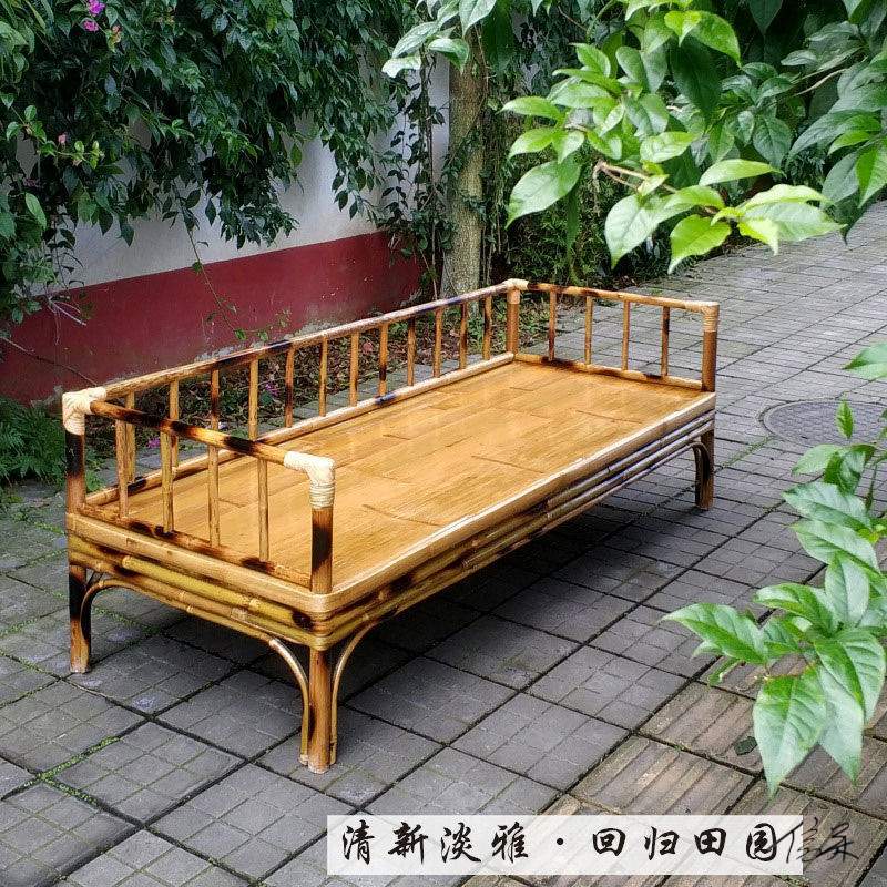 凉床折叠竹子怀旧陪护罗汉中式仿古竹子榻榻米沙发椅禅意家具竹床