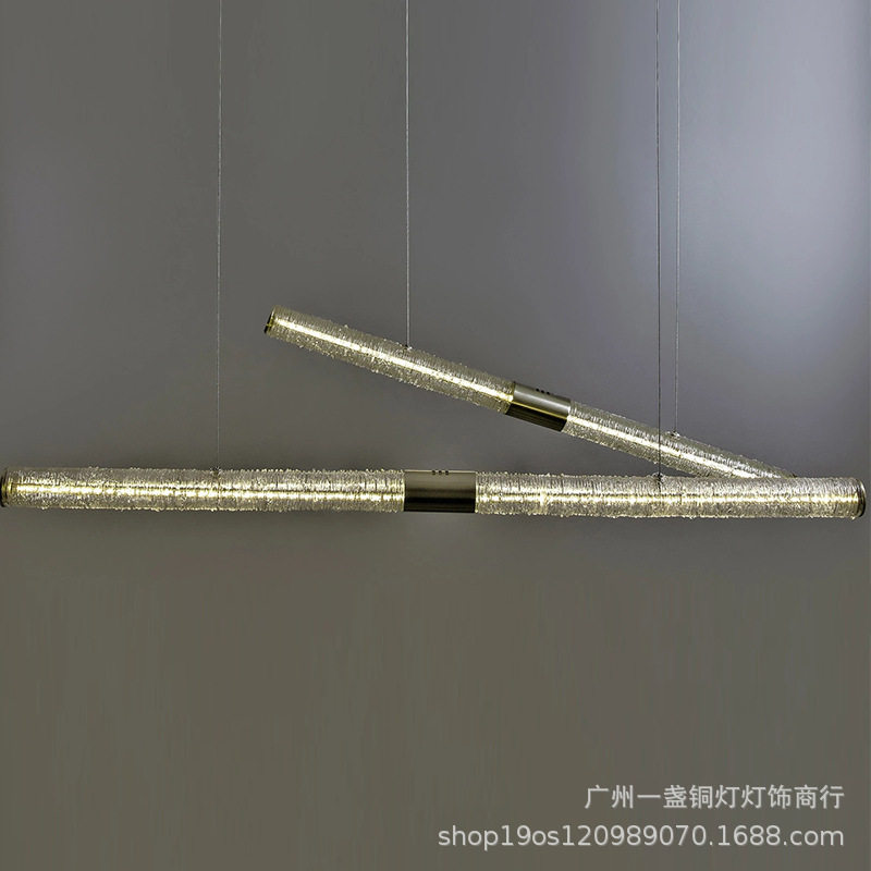 现代轻奢餐厅灯 北欧设计款书房吧台售楼处长条树脂办公展厅吊灯