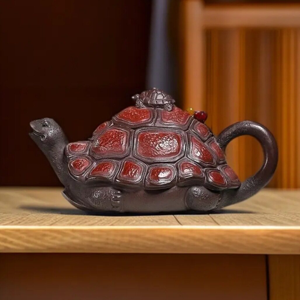 宜兴厂家乌龟紫砂壶原矿紫泥手工富甲一方紫砂茶壶家用泡茶器批发