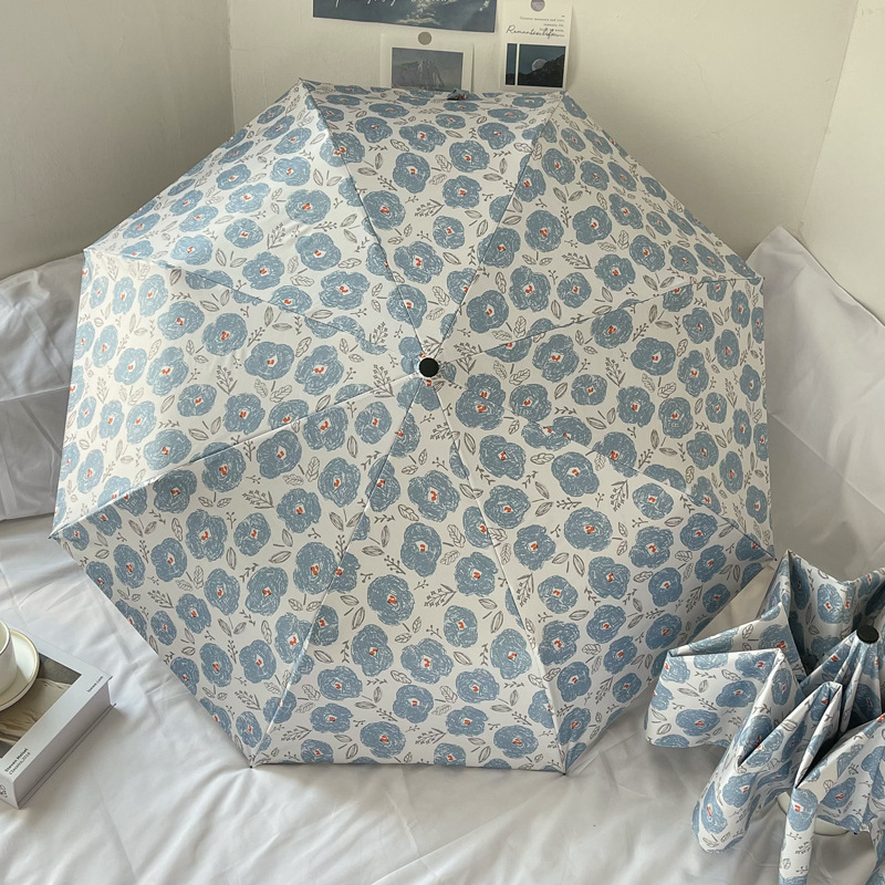 法式遮阳伞防晒折叠复古 手开两用晴雨ins雨伞黑胶韩版学生女